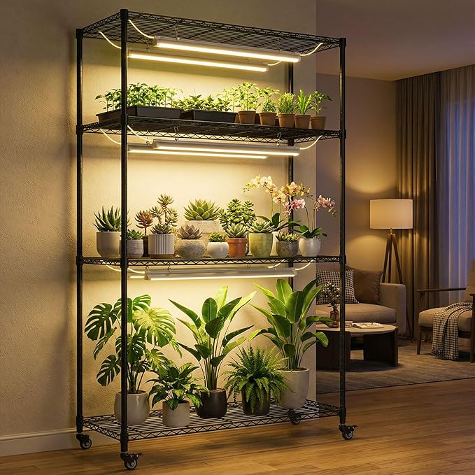Plant Stand with Grow Lights, 4-Tier Plant Shelf, 6 Sets 3-Color LED Grow Light - Image 8