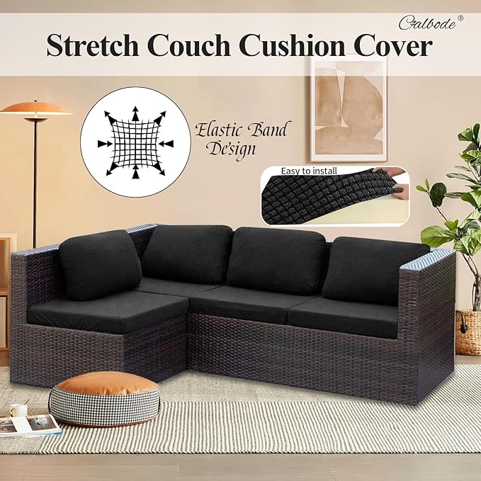 14Pcs Outdoor Stretch Cushion Covers, Waterproof Outdoor Chair Cushion Covers - Image 7