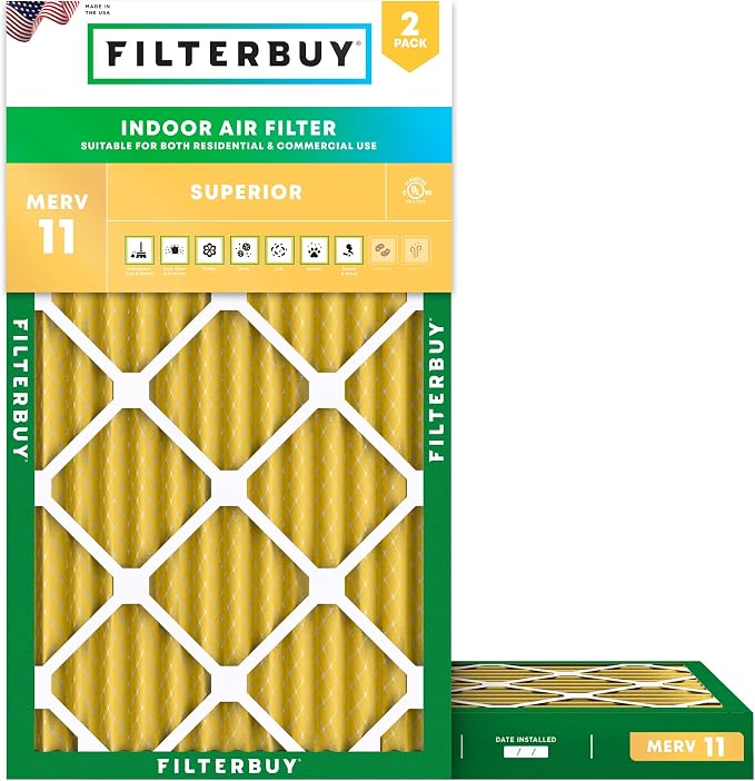 Filterbuy 12x24x2 Air Filter MERV 11 Superior Pet & Allergy Defense, by Filterbuy