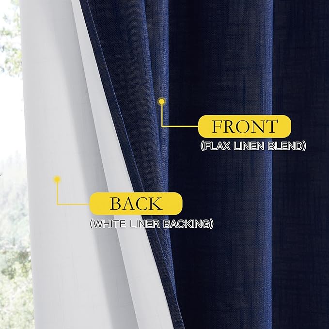 NICETOWN 100% Absolutely Blackout Linen Curtains - Image 5
