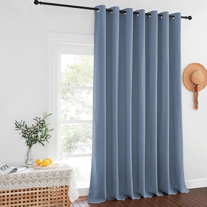 NICETOWN Stone Blue Blackout Curtain 120 inch Length, Grommet Window Treatment - Image 2