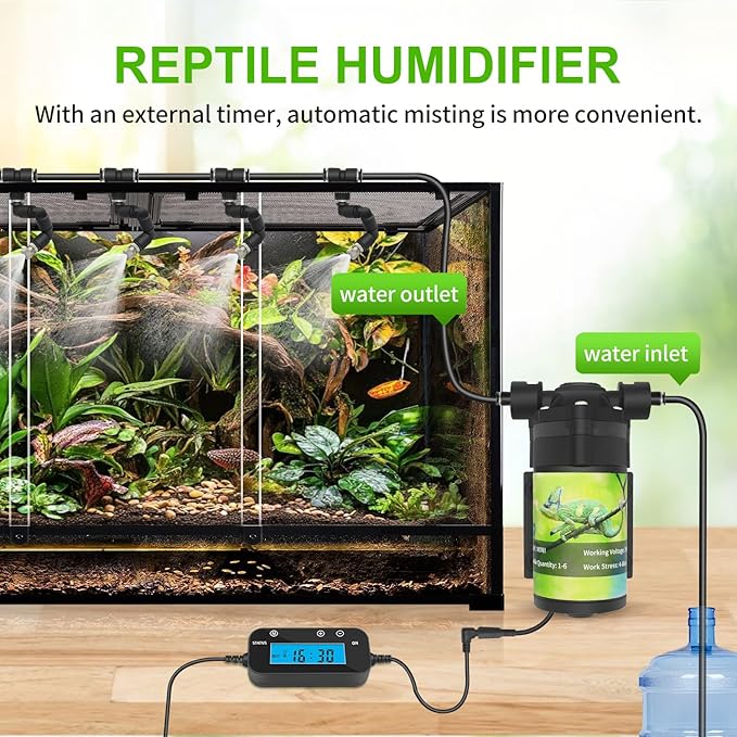 Reptile Mister System, External Timer & 360° Adjustable Nozzle, Humidifier - Image 6