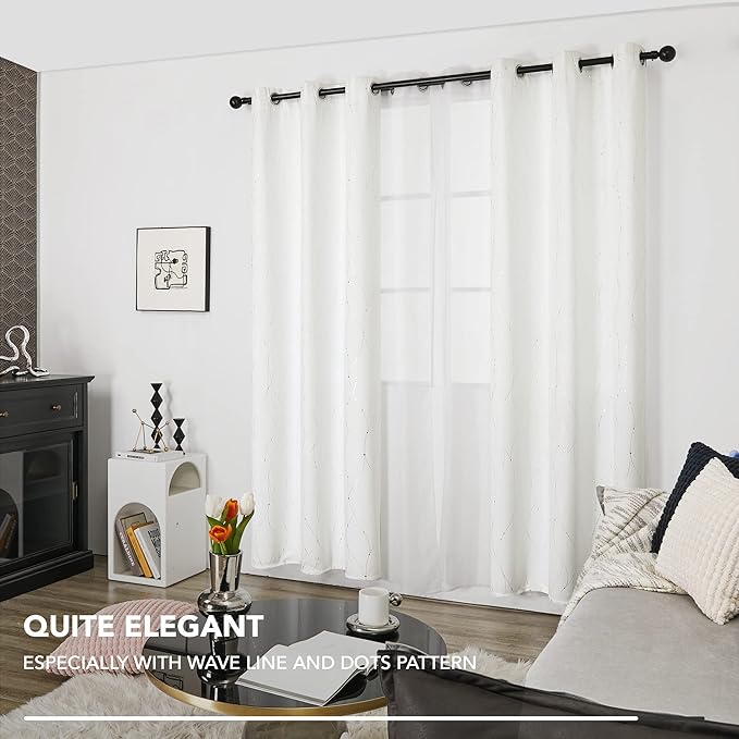 Deconovo White Short Curtains, Room Darkening Curtain, Thermal Insulated - Image 9