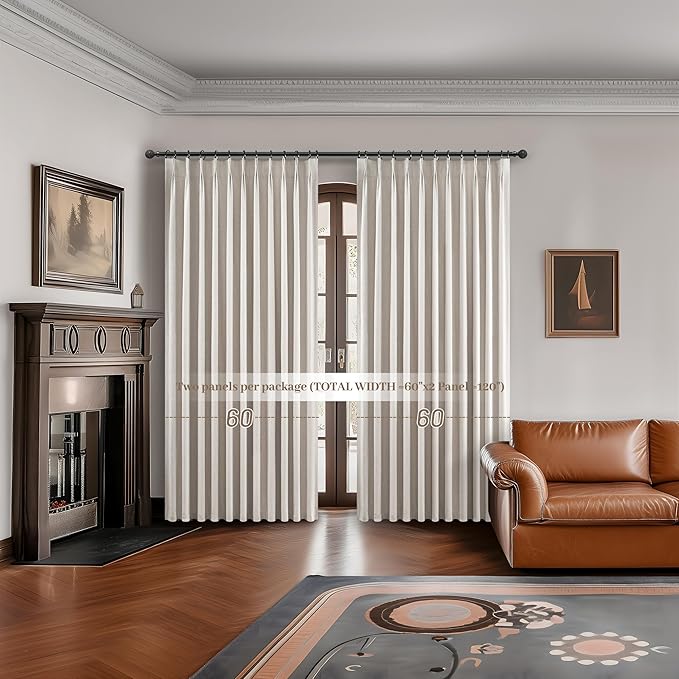 Curtains 60 Inch Length Wide Pinch Pleated Blackout Curtain - Image 6