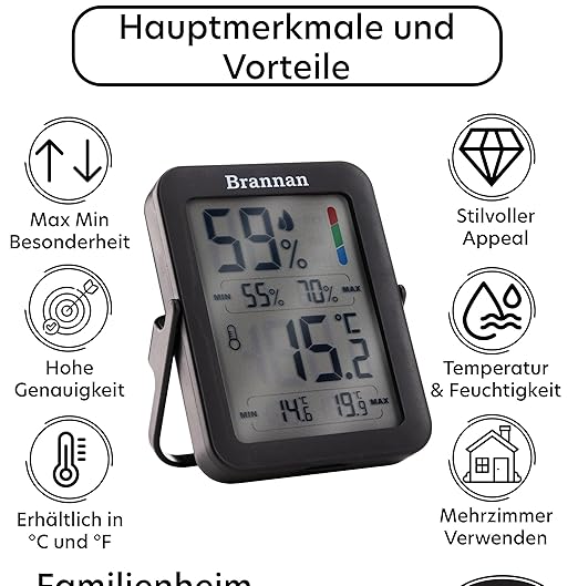 Brannan Max Min Thermometer Room Indoor Humidity Meter Hygrometer - Image 4