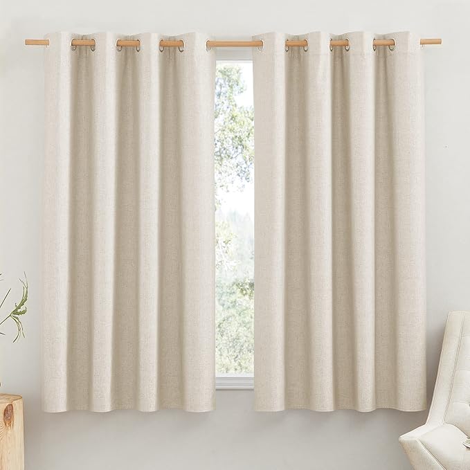 NICETOWN Beige 100% Blackout Short Curtains 68" Lenghth Burg by NICETOWN