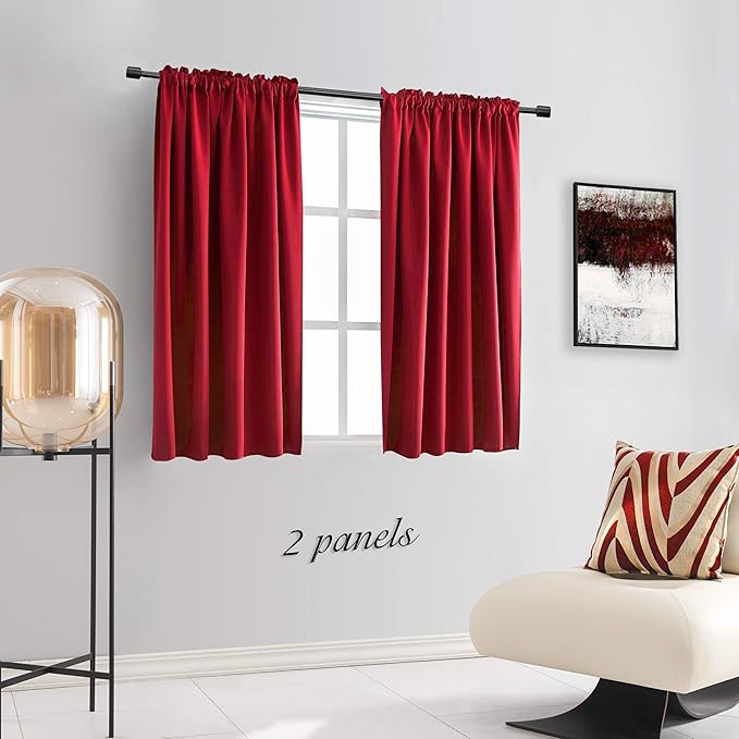 DONREN 45 Inch Chili Red Curtains Blackout Drapes - Image 2