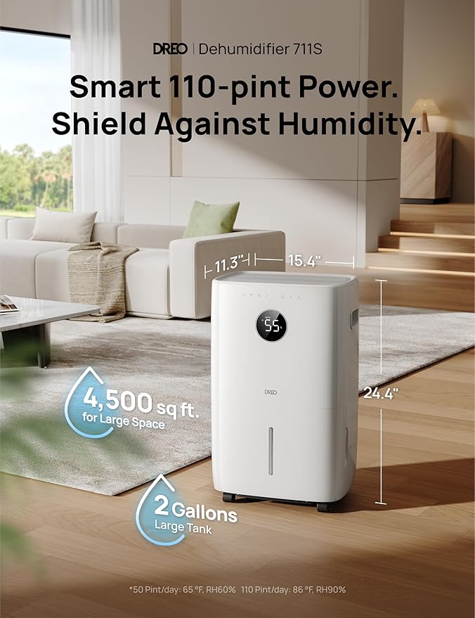 DREO 110-Pint Smart Dehumidifier - Image 2