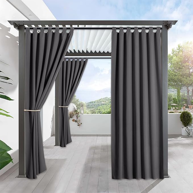 RYB HOME Outdoor Curtains for Patio Waterproof Tab Top Block Sunlight Thermal by RYBHOME