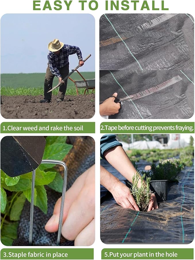 13ftx108ft Weed Barrier Landscape Fabric Heavy Duty, Premiun 5OZ Garden - Image 4