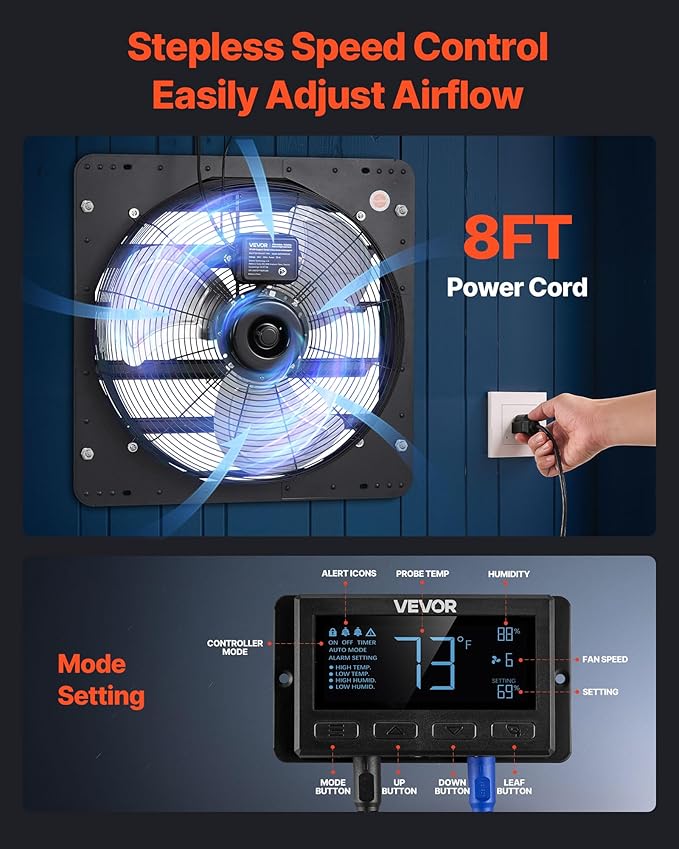 VEVOR 20 inch Exhaust Fan, Wall Mounted Attic Fan - Image 6