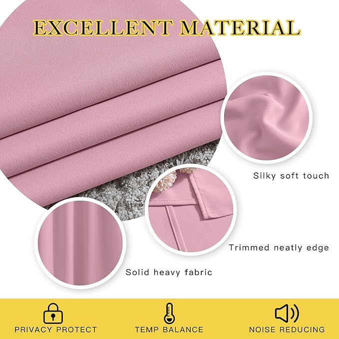 NICETOWN Rouge Pink Curtain for Living Room - Image 2