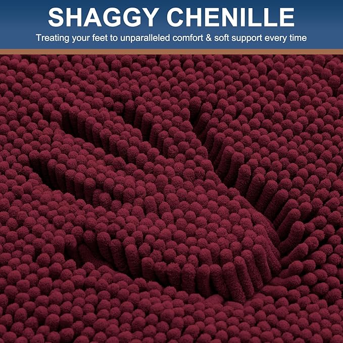 Smiry Luxury Chenille Bathroom Rugs 71x47, Extra Soft and Absorbent Shaggy Bath - Image 3
