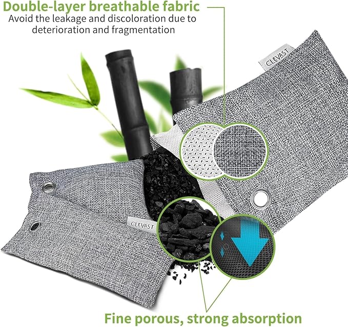 CLEVAST 16 Pack Activated Bamboo Charcoal Air Purifying Bags, Natural Fresh - Image 8