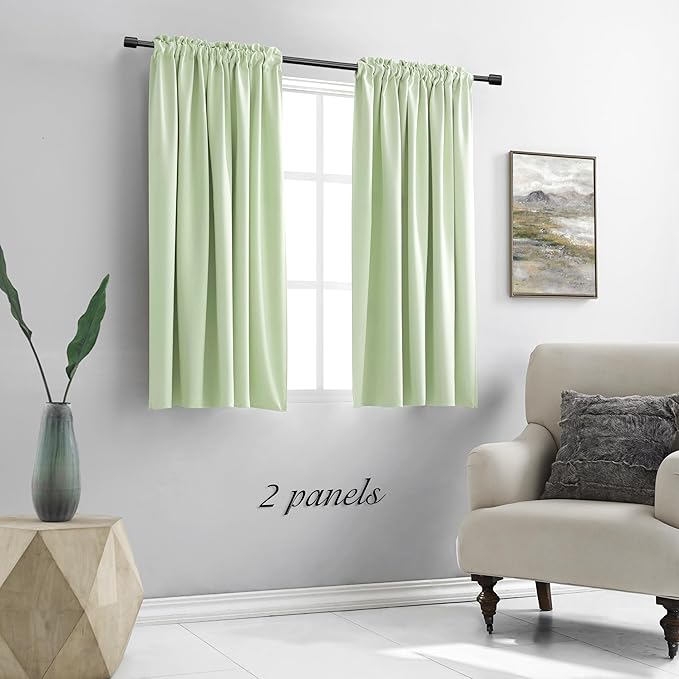 DONREN Light Green Blackout Curtains 48 inches Long - Image 2