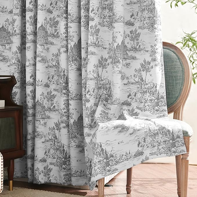jinchan 95% Blackout Toile Curtains - Image 8