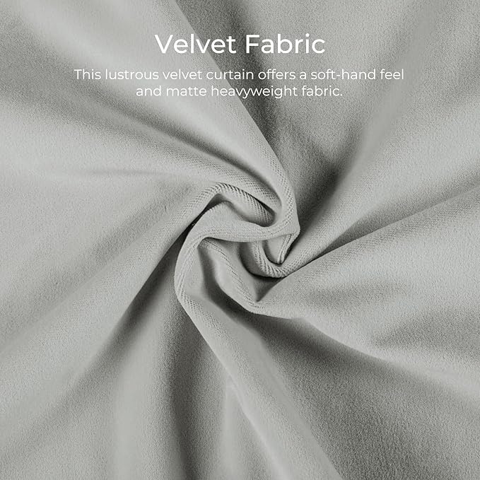 TWOPAGES Luxury Velvet Curtain Pinch Pleated Neutral Gray Curtain 96 inch Long - Image 3