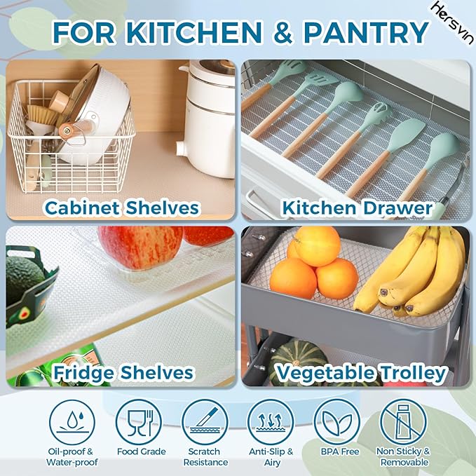 Hersvin Shelf Liners, 20in x 20ft Kitchen Drawer Mats, Non-Adhesive EVA - Image 7