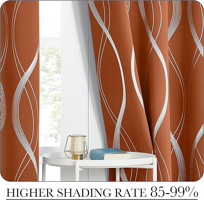 NICETOWN Fall Burnt Orange Blackout Curtain Panels - Image 4