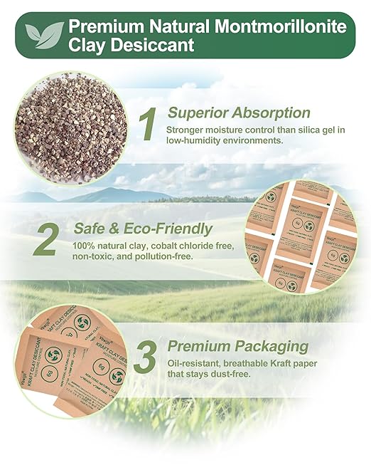 6 Gram Kraft Clay Desiccants Packs, Premium Food Grade Desiccant - Image 5