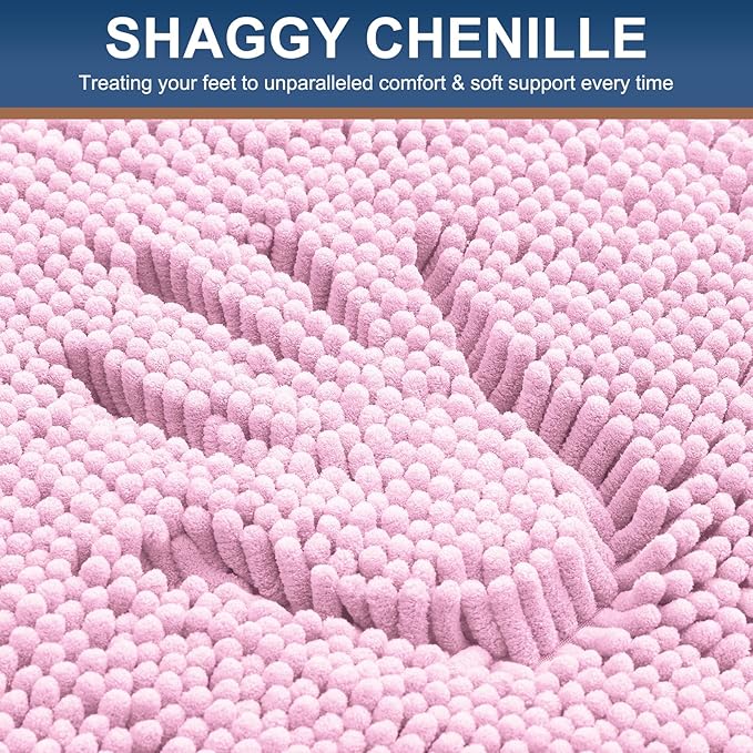 Smiry Luxury Chenille Bathroom Rugs 44x24, Extra Soft and Absorbent Shaggy Bath - Image 3