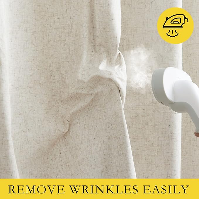 NICETOWN Farmhouse Style 100% Blackout Natural Linen Warm Curtains 90 inches - Image 8
