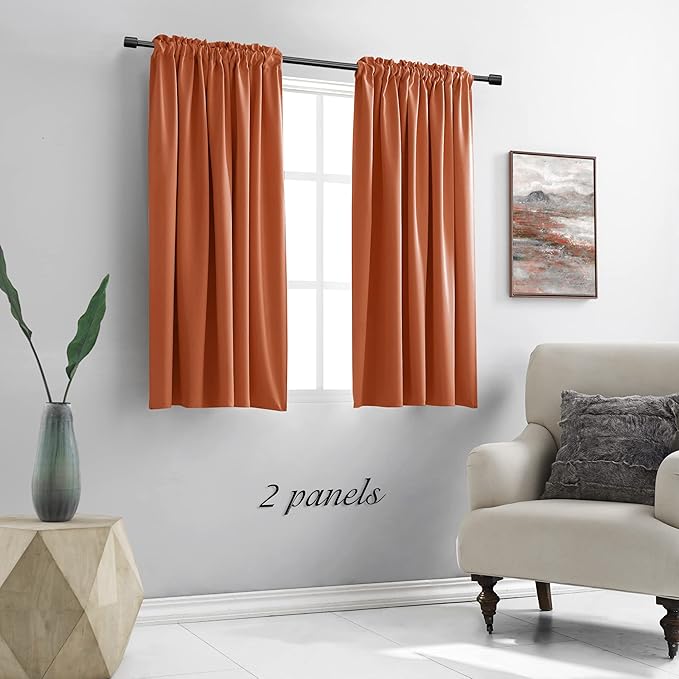 DONREN Burnt Orange Blackout Curtain Drapes - Image 2