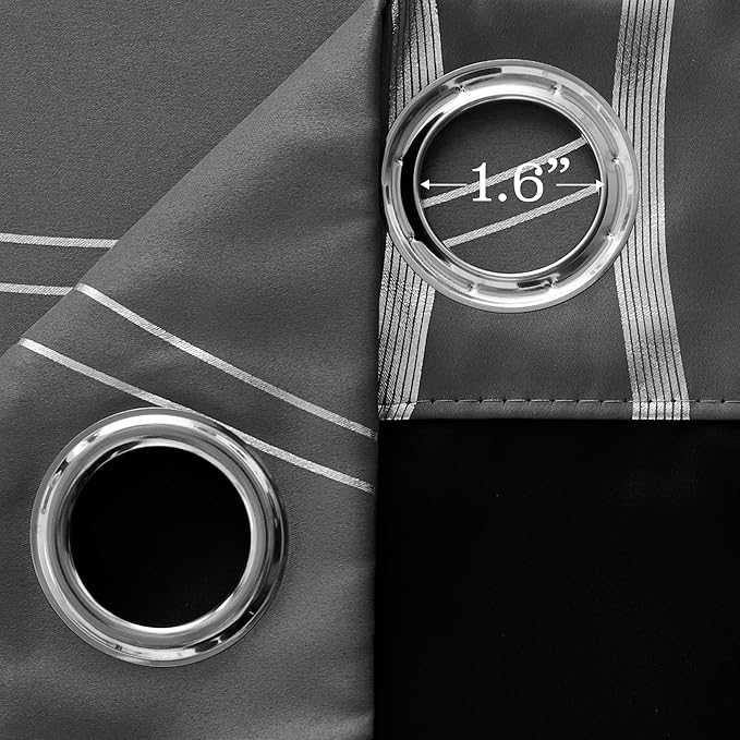 NICETOWN 100% Blackout Grey Curtains - Image 3