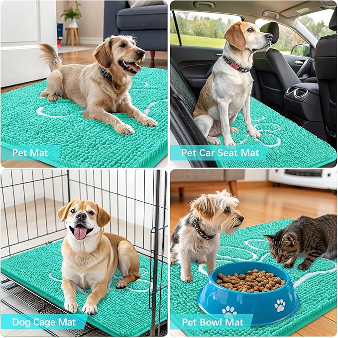 OLANLY Dog Door Mat for Muddy Paws 48x30, Paw Print Design, Absorbs Moisture - Image 7