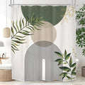 Boho Green Shower Curtain, Sage Bohemian Mid Century Modern 60Wx72H Bathroom by MitpokBrand