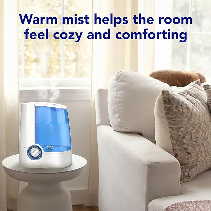 Vicks Warm Mist Humidifier Filter‑Free 1 Gal Tank, Auto Shut‑Off, Night Light - Image 3