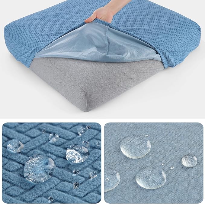 Fuloon Waterproof Couch Cushion Covers, Stretch Sofa Seat Cushion Slipcovers - Image 3