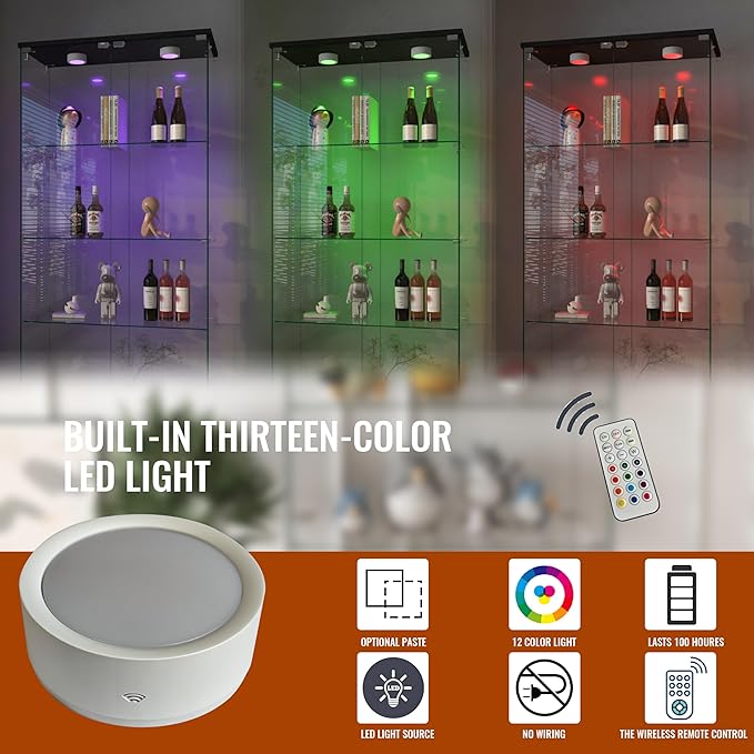 Yoluckea 4-Shelf Glass Display Cabinet - Image 3