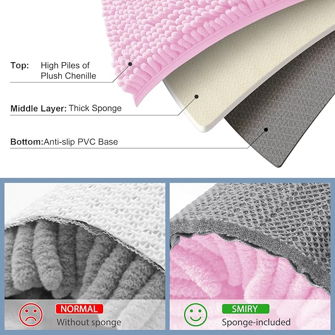 Smiry Luxury Chenille Bathroom Rugs 47x20, Extra Soft and Absorbent Shaggy Bath - Image 5