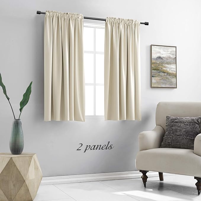 DONREN 54 Inch Length Beige Curtains - Image 2