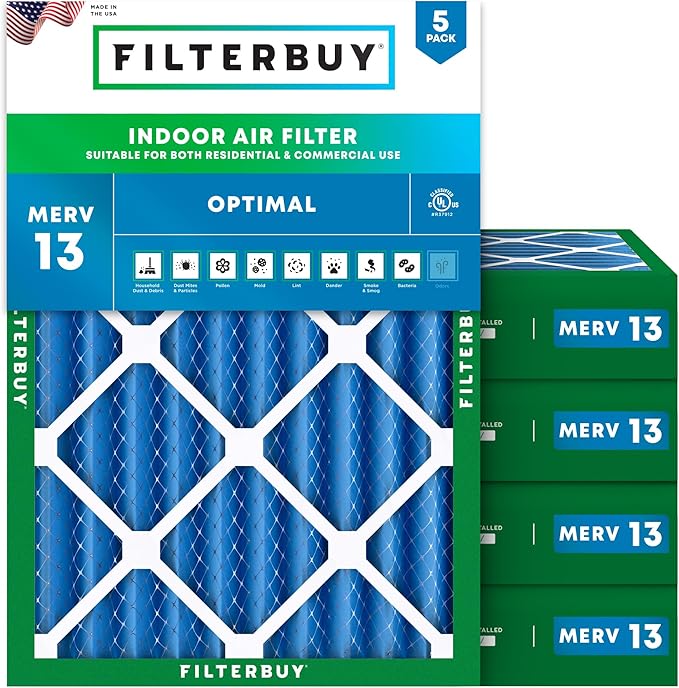 Filterbuy 20x24x4 Air Filter MERV 13 Optimal Smoke & Allergy Defense, by Filterbuy