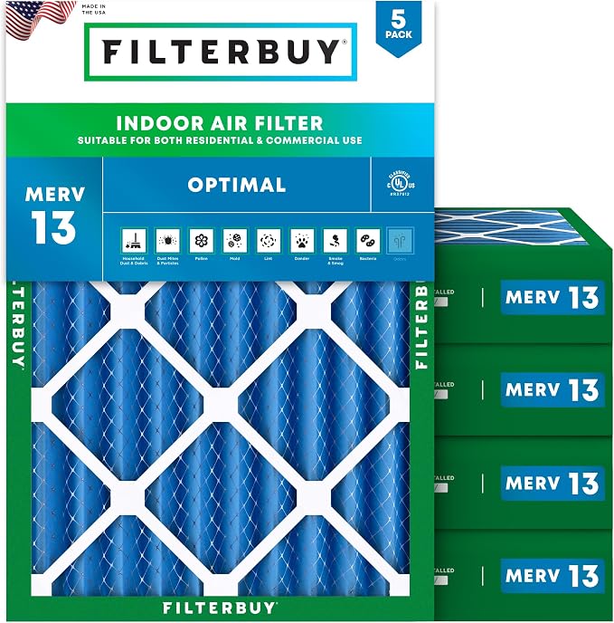 Filterbuy 14x20x4 Air Filter MERV 13 Optimal Smoke & Allergy Defense, by Filterbuy