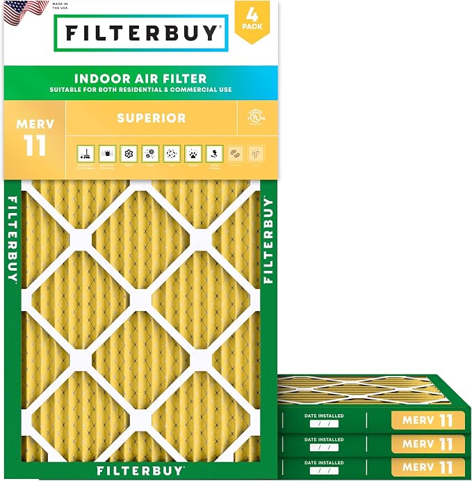 Filterbuy 12x25x1 Air Filter MERV 11 Superior Pet & Allergy Defense, by Filterbuy