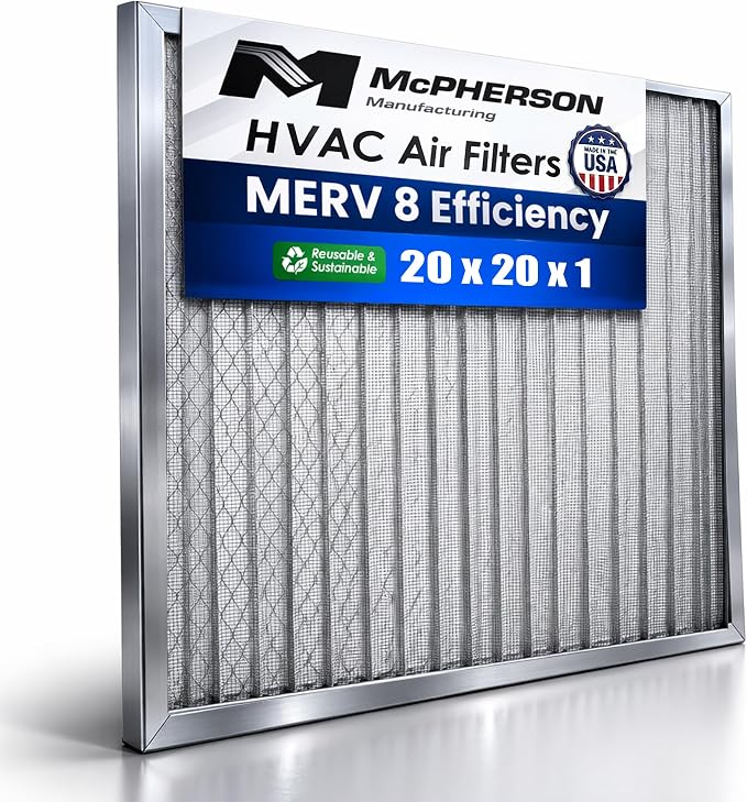 McPherson Reusable Air Filter 20x20x1 | Washable MERV 8 | Made in USA Metal by McPhersonManufacturing