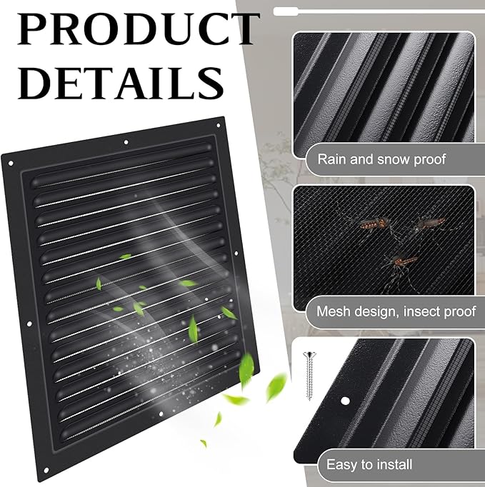 2 Pcs 12" x 12" Gable Vent Shed Attic Vent - Image 4