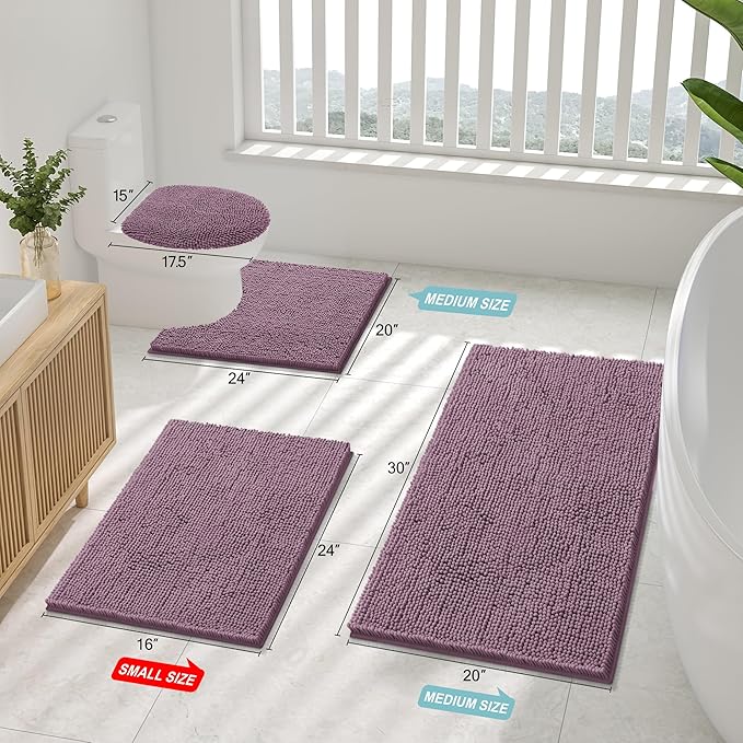 Smiry Luxury Chenille Toilet Rugs U-Shaped 24x20, Soft Absorbent Non-Slip - Image 2