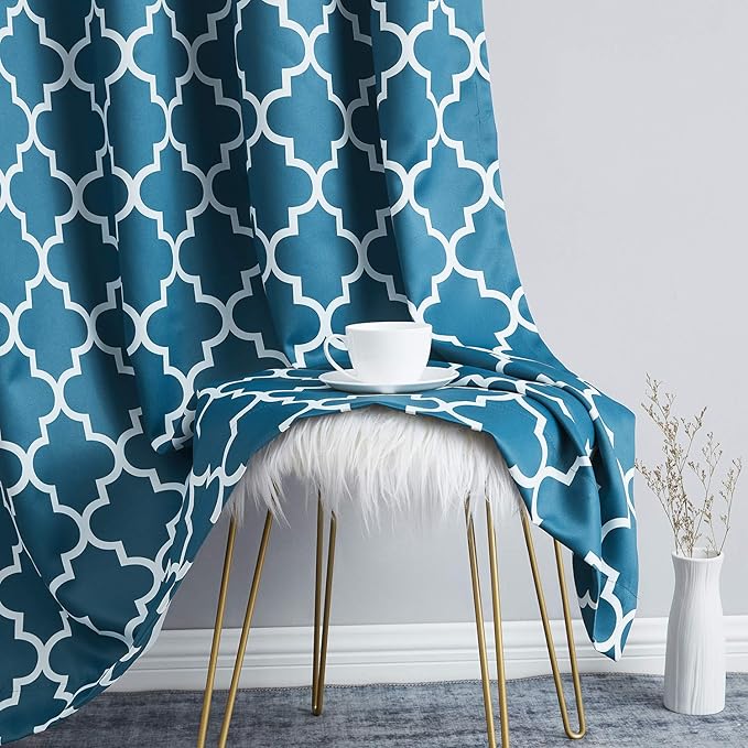 HLC.ME Lattice Print Decorative 96 Inch Blackout Curtains - Image 5