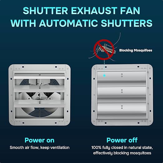 Simple Deluxe 24 Inch Wall Mounted Shutter Exhaust Fan - Image 8
