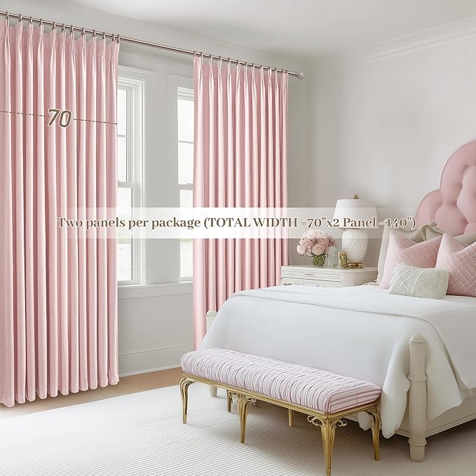 Baby Pink Extra Wide Curtains 70 Inches Wide - Image 6