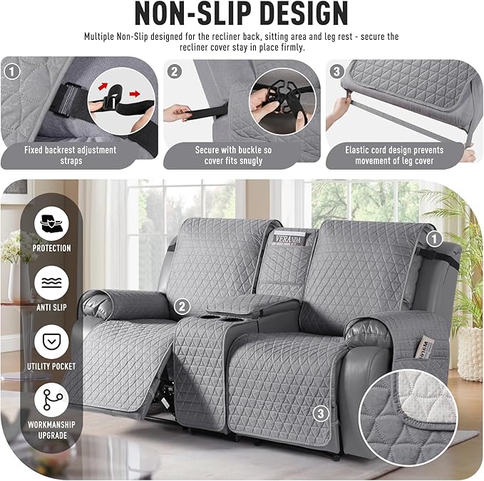 TAOCOCO 100% Waterproof Loveseat Recliner Couch Sofa Covers - Image 5