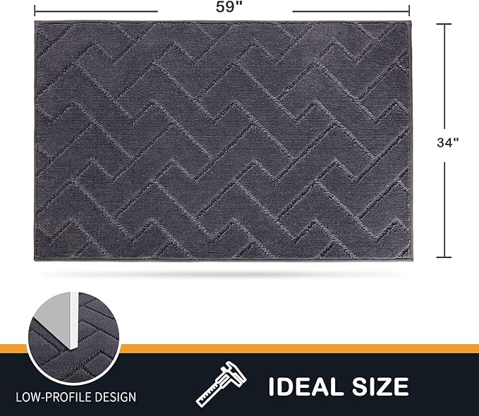 PURRUGS Dirt Trapping Door Mat 34" x 59", Non-Slip Machine Washable Entry Rug - Image 2