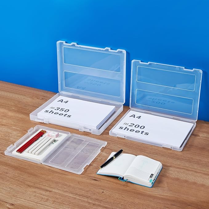 12 Pack A4 Paper Storage Boxes, 8.5 x 11 Plastic Portable Project Case - Image 4