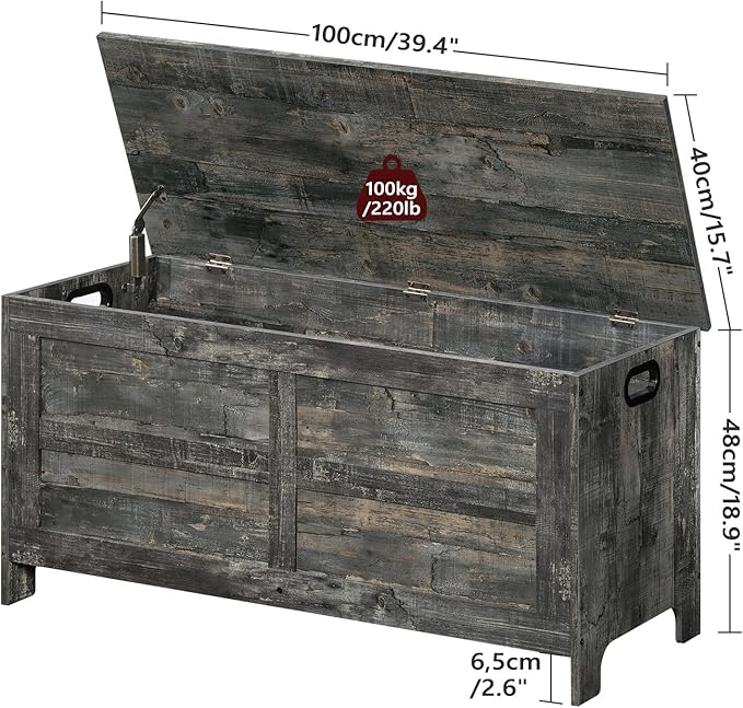 Storage Chest, 39.4” Large Toy Chest, Entryway Storage Trunk, Storage Bench - Image 3