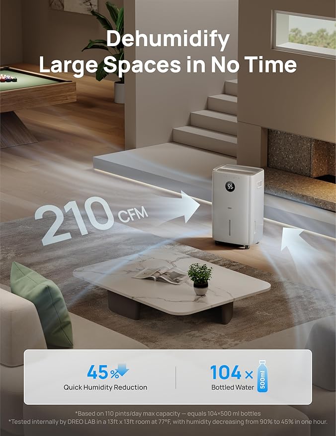 DREO 110-Pint Smart Dehumidifier - Image 3