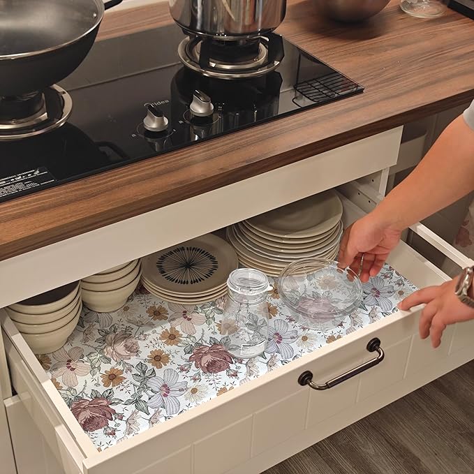 Floral Drawer Shelf Liners, 16IN x 10FT Non Adhesive and Strong Non-Slip - Image 5